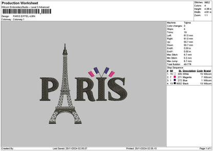 Paristext 01 Embroidery File 6 sizes