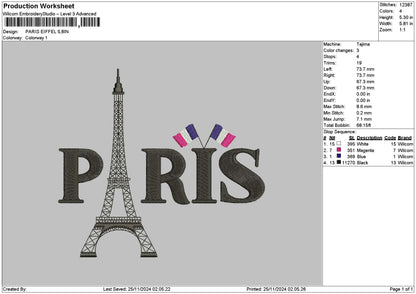 Paristext 01 Embroidery File 6 sizes