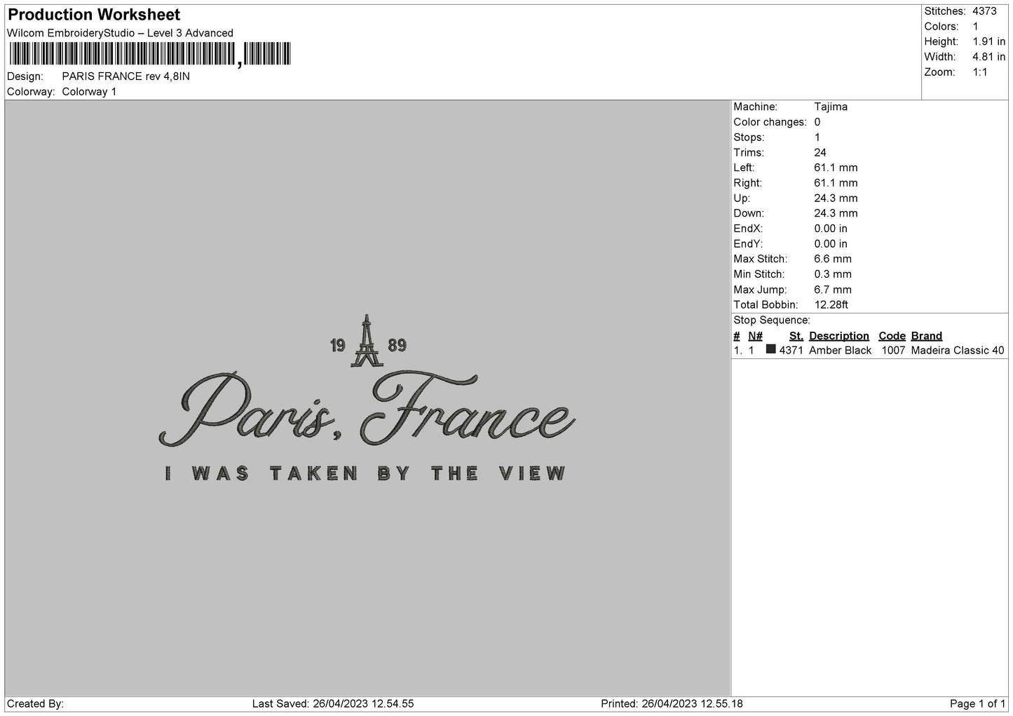 France Embroidery File 6 sizes