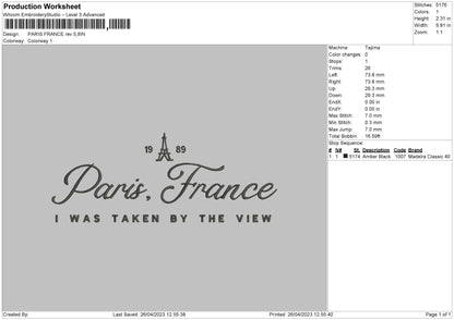 France Embroidery File 6 sizes