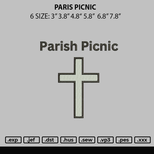 Paris Picnic Embroidery File 6 sizes