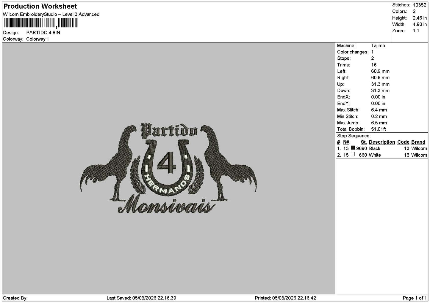 Partidotext Embroidery File 6 sizes