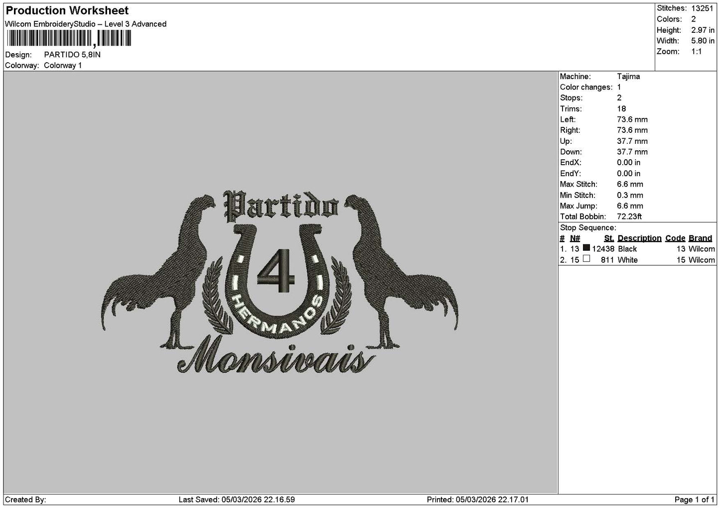 Partidotext Embroidery File 6 sizes