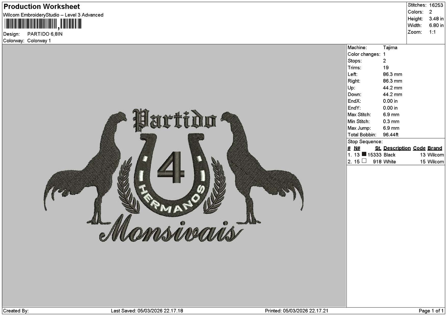 Partidotext Embroidery File 6 sizes