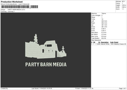 Party Barn Embroidery File 6 sizes