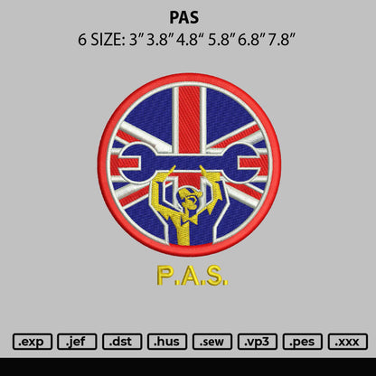 Pas Embroidery File 6 sizes