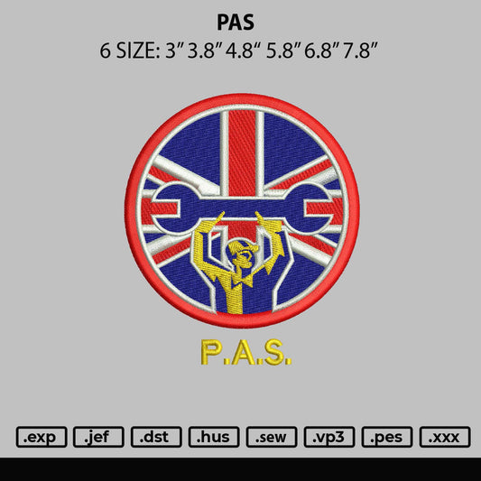 Pas Embroidery File 6 sizes
