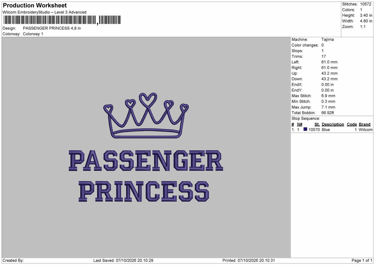 Princess Text 0710 Embroidery Machine Design File 6 sizes