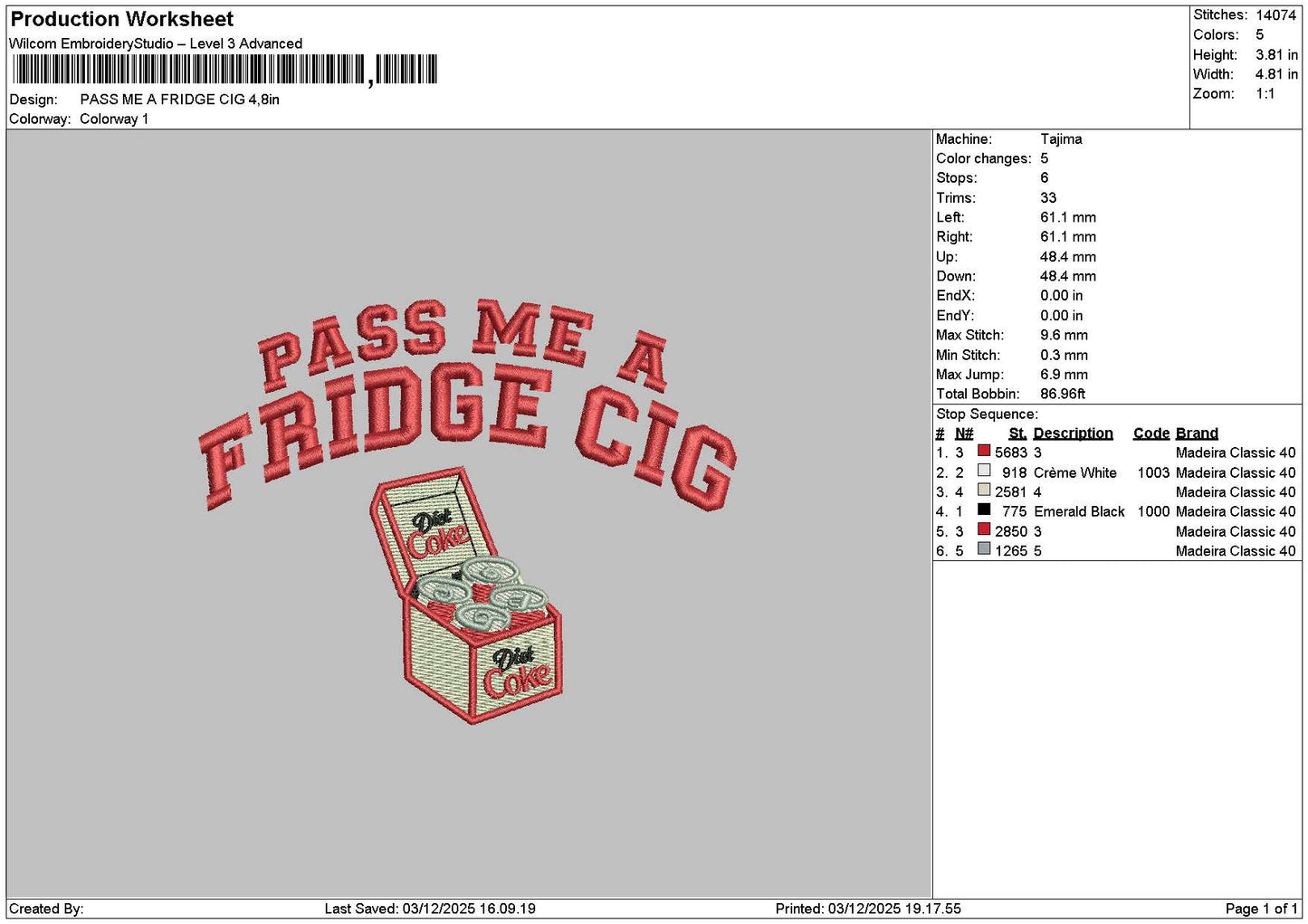 Passtext Embroidery File 6 sizes