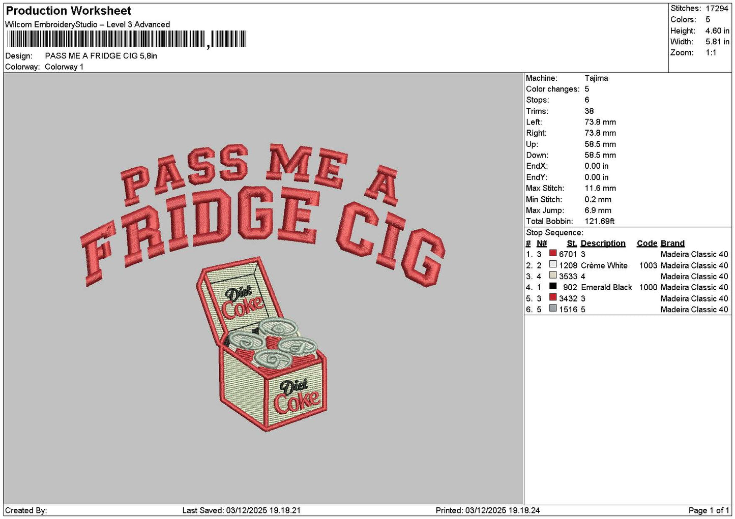 Passtext Embroidery File 6 sizes