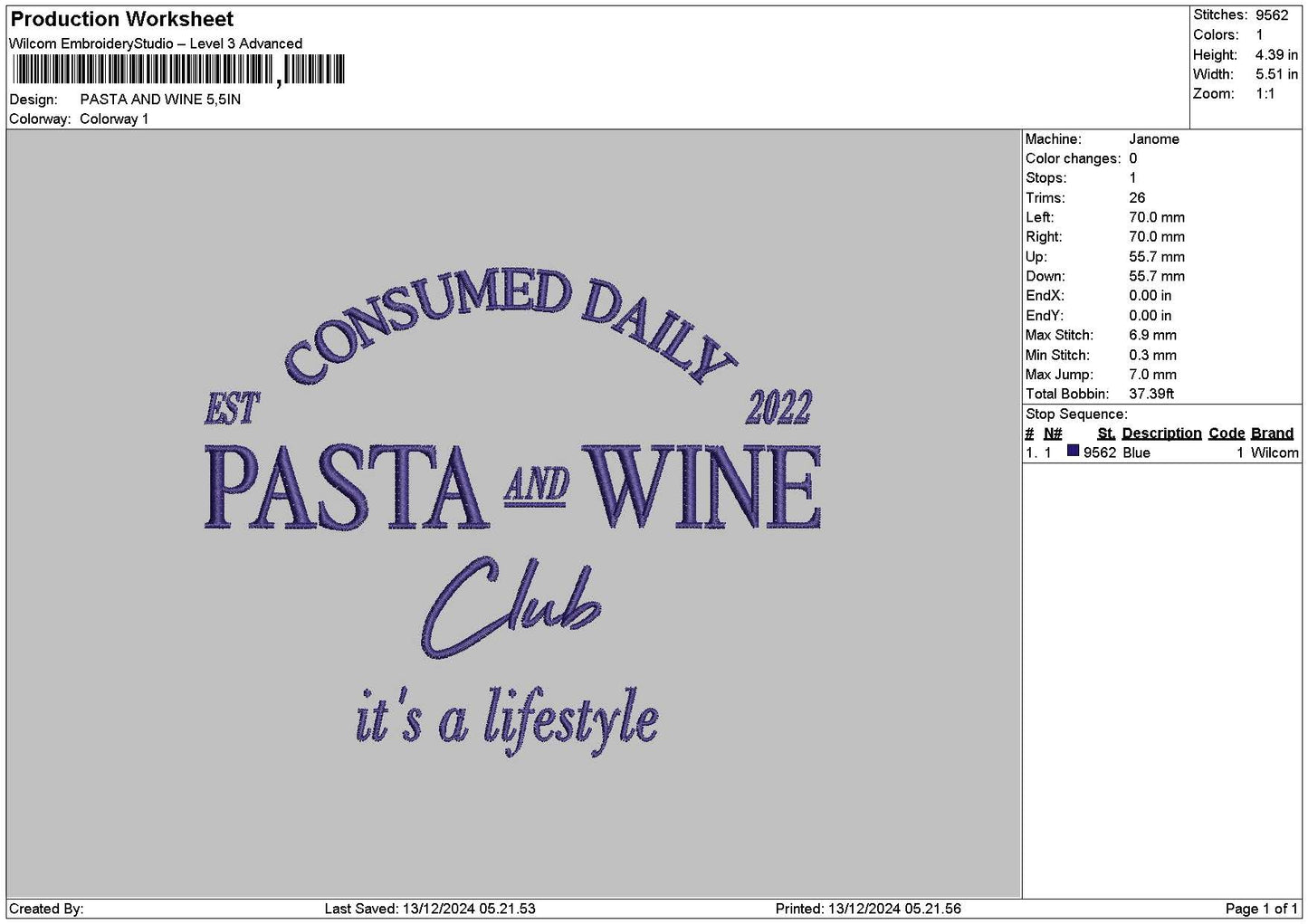 Pasteltext 1312 Embroidery File 6 sizes