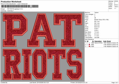 Patriotstext Applique Embroidery Machine Design File 6 sizes