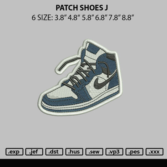 Patch Shoes J Embroidery File 6 sizes