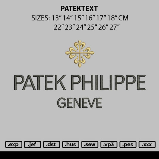 Patektext Embroidery File 12 sizes