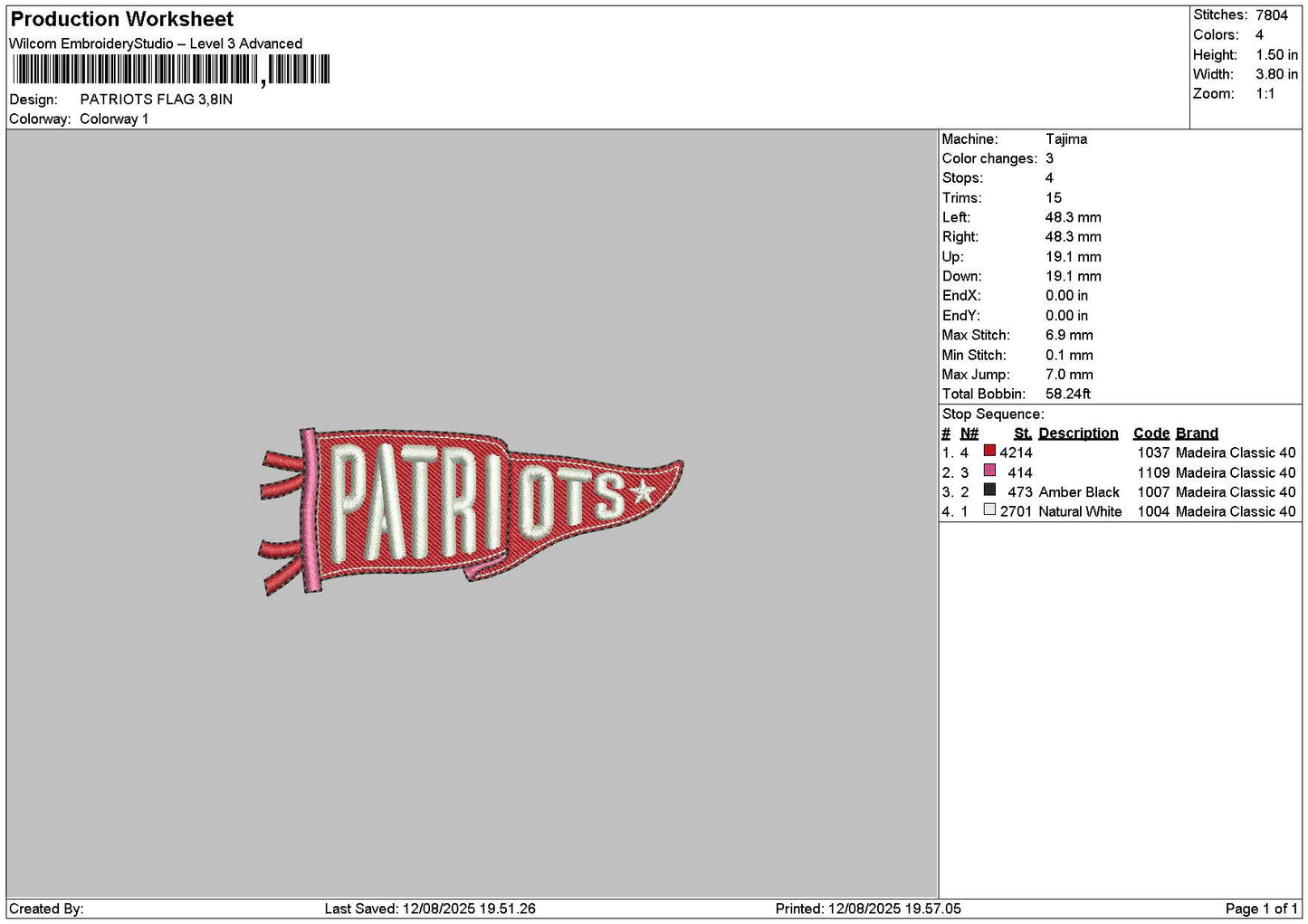 Patriotstext Embroidery File 6 sizes