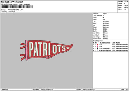 Patriotstext Embroidery File 6 sizes