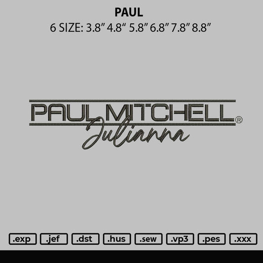 Paul Embroidery File 6 sizes