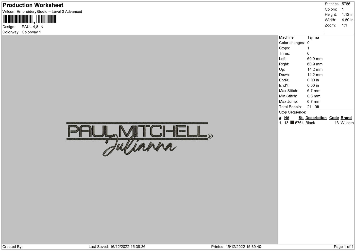 Paul Embroidery File 6 sizes