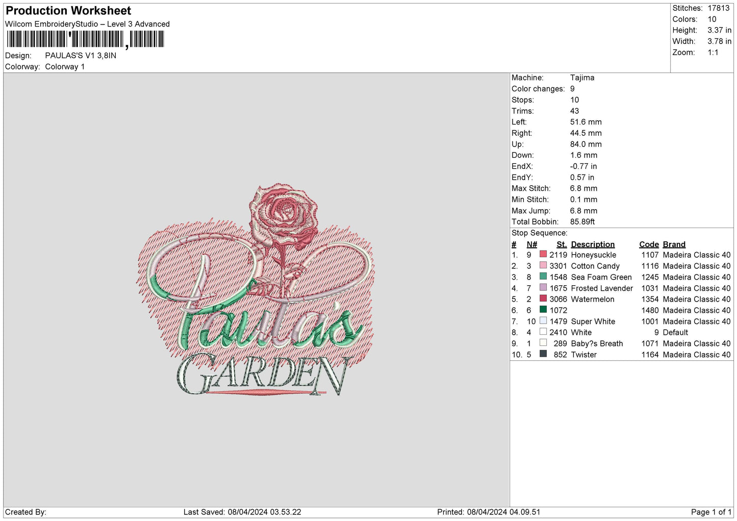 Paulastext02 Embroidery File 6 sizes