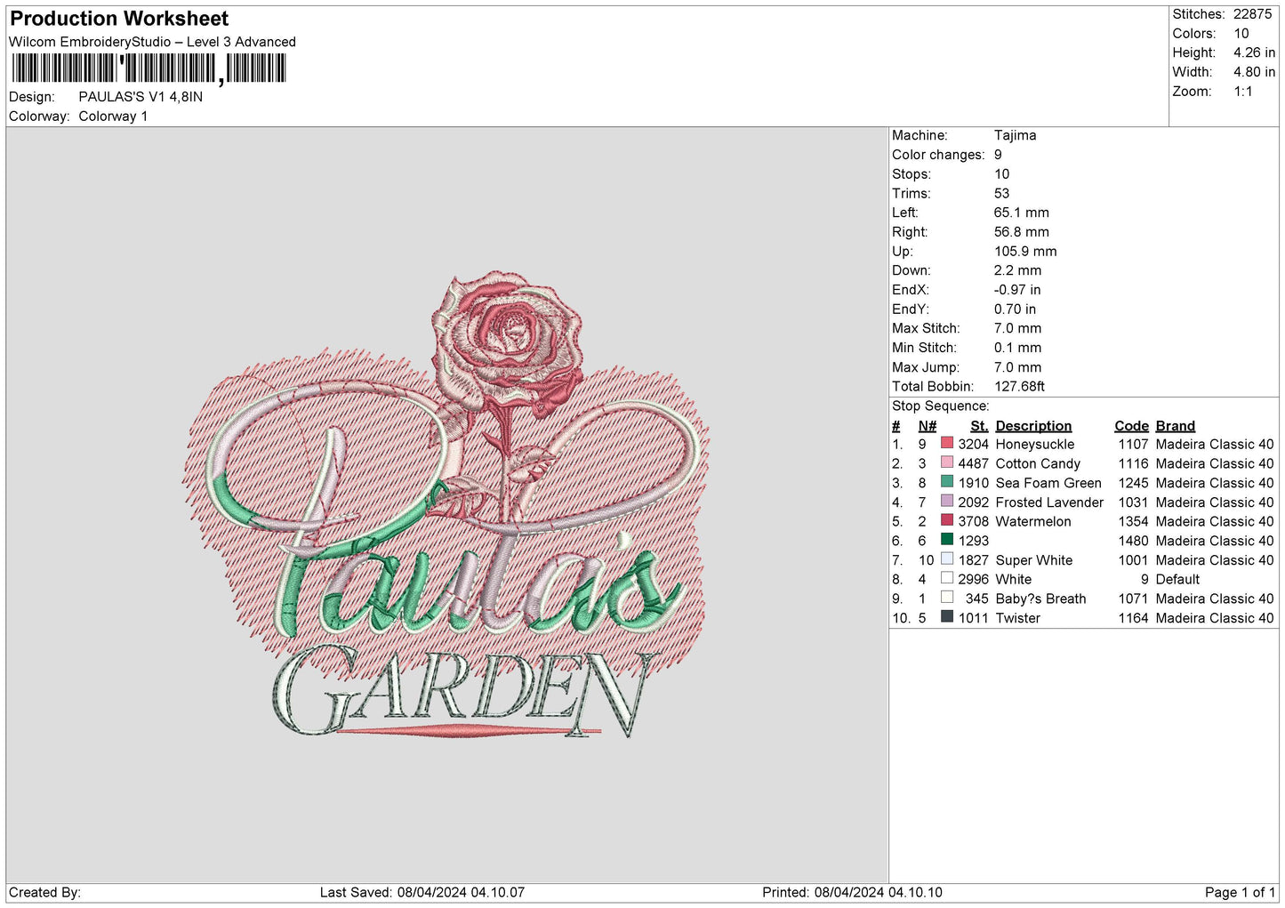 Paulastext02 Embroidery File 6 sizes