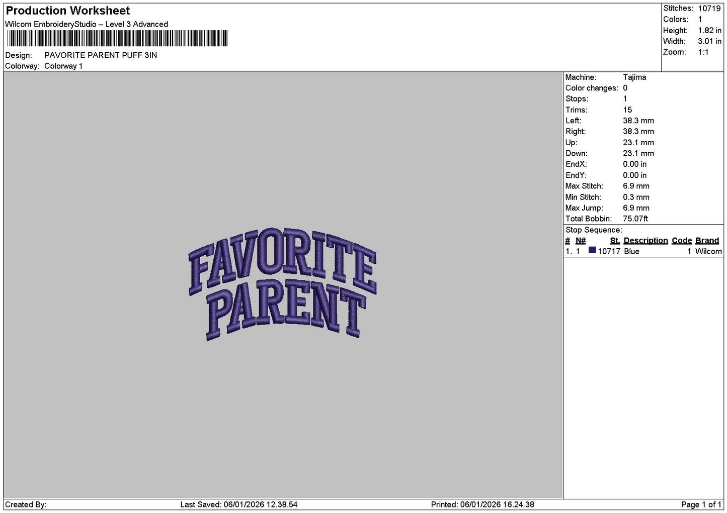 Favoritetext 0601 Puff Embroidery File 6 sizes