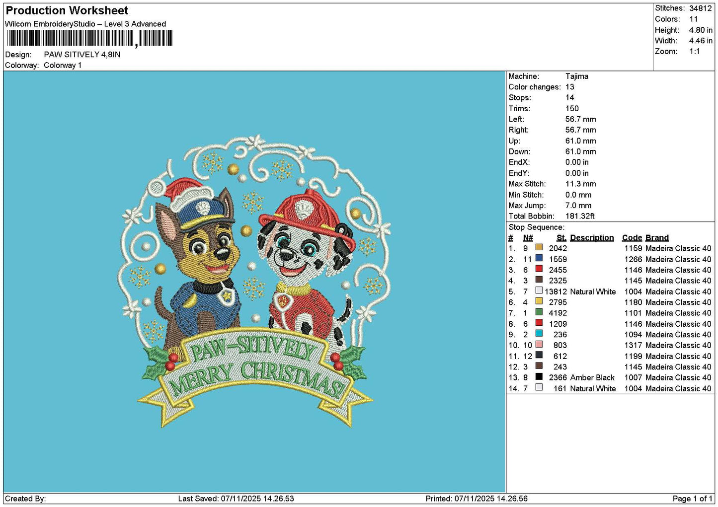 Dogs Xmas 0711 Embroidery File 6 sizes