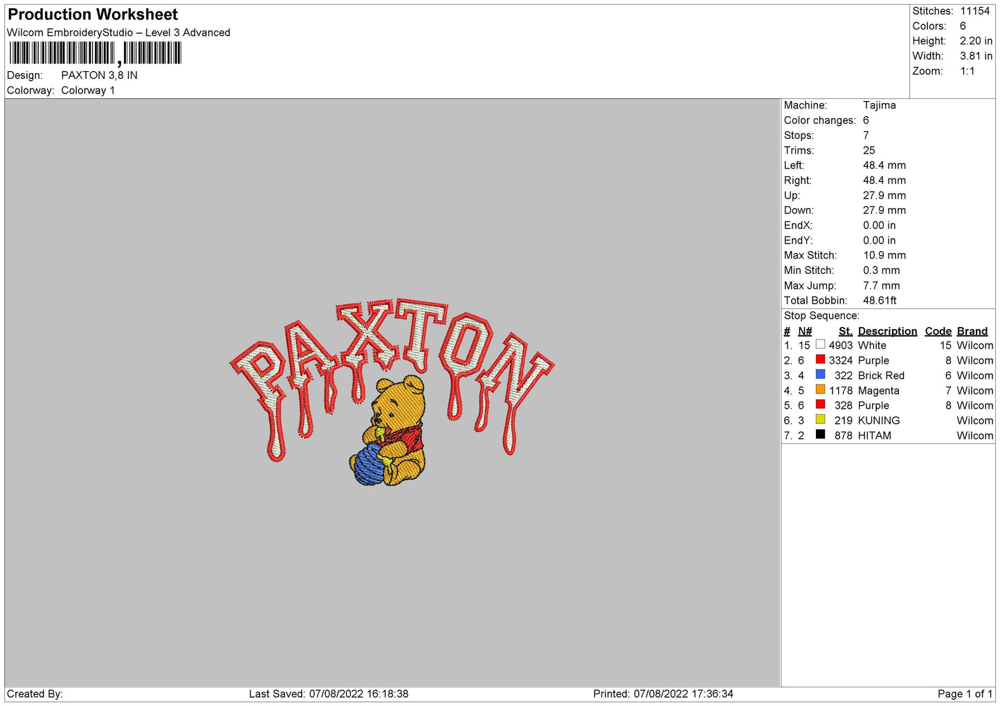 Paxton Embroidery File 6 sizes
