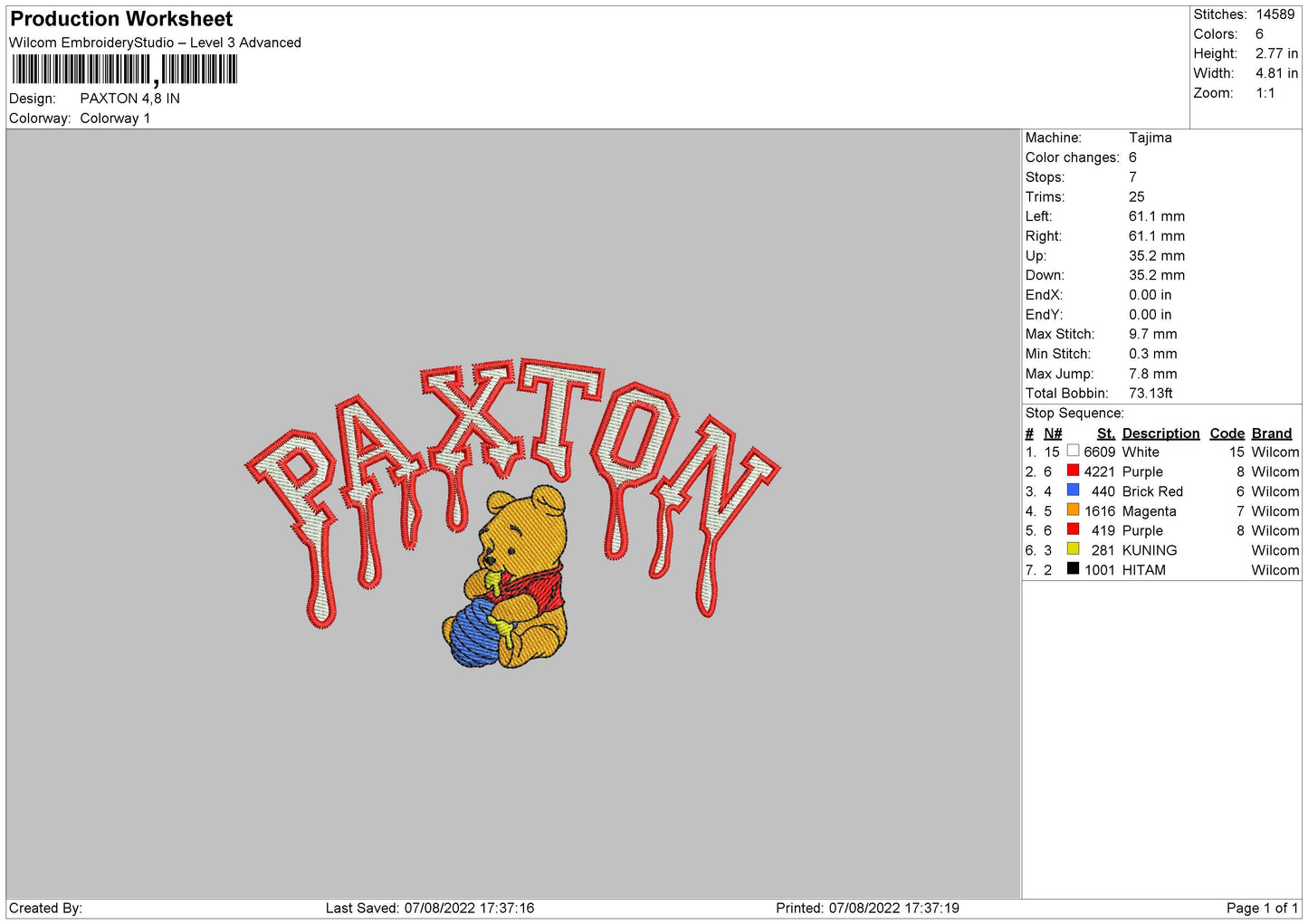 Paxton Embroidery File 6 sizes