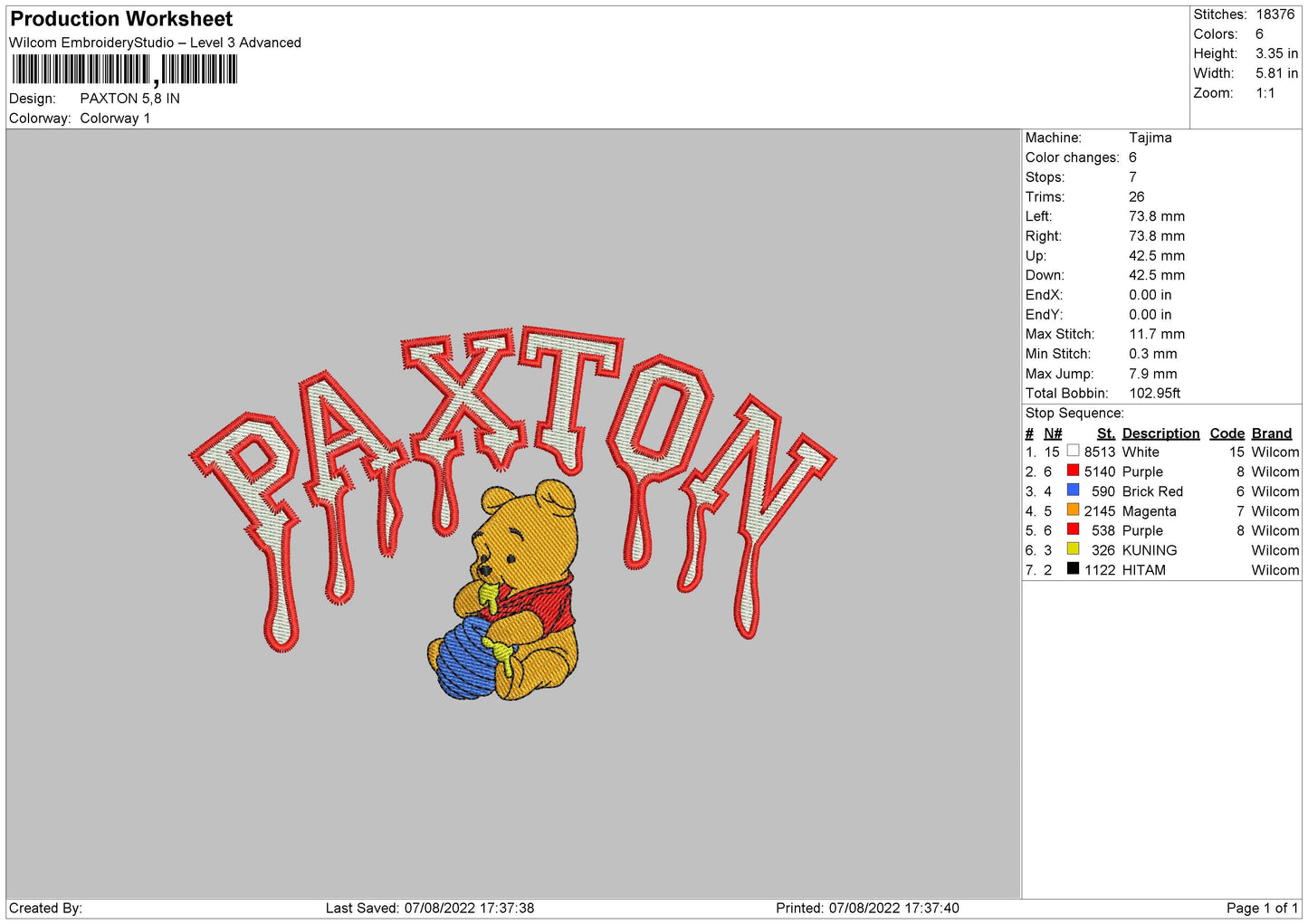 Paxton Embroidery File 6 sizes