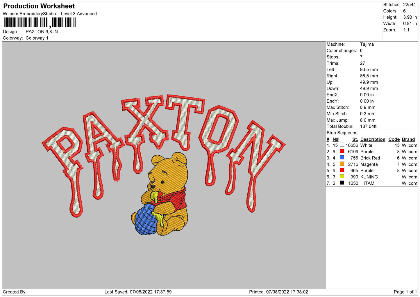 Paxton Embroidery File 6 sizes
