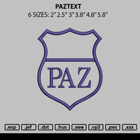 Paztext Embroidery File 6 sizes