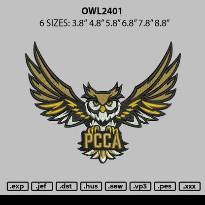 Owl2401 Embroidery File 6 sizes
