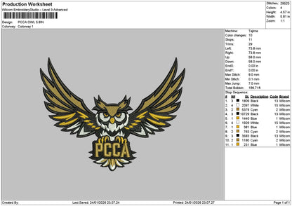 Owl2401 Embroidery File 6 sizes