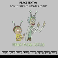 Peace Text 01 Embroidery File 6 sizes