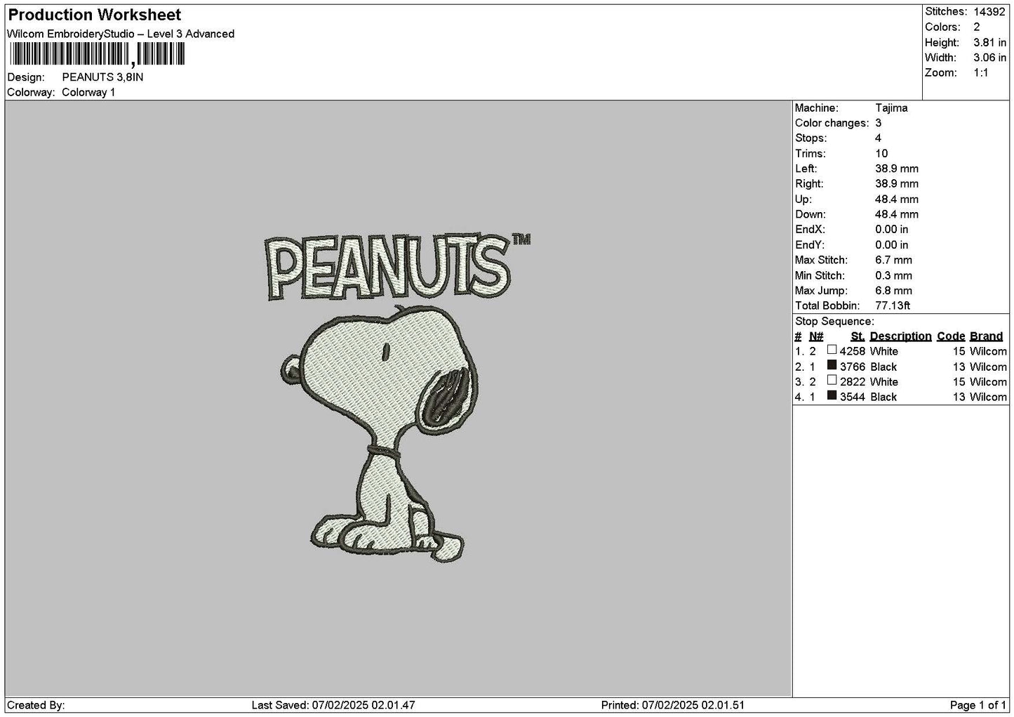 Peanutstext 0302 Embroidery File 6 sizes