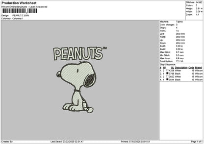 Peanutstext 0302 Embroidery File 6 sizes