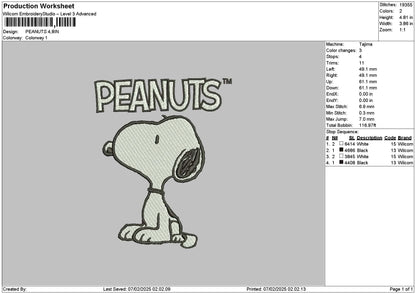 Peanutstext 0302 Embroidery File 6 sizes