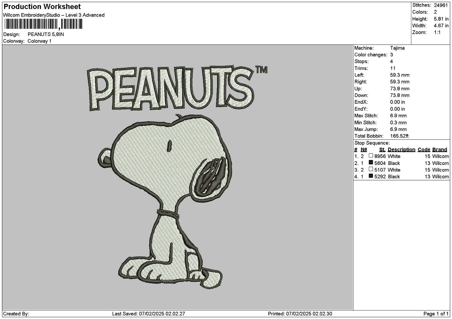 Peanutstext 0302 Embroidery File 6 sizes