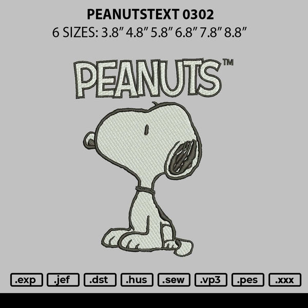 Peanutstext 0302 Embroidery File 6 sizes