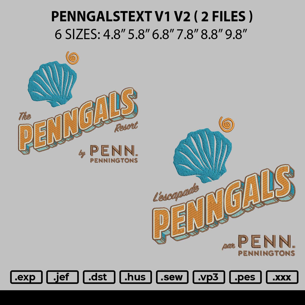 Penngalstext V1 V2 Embroidery 2 Files