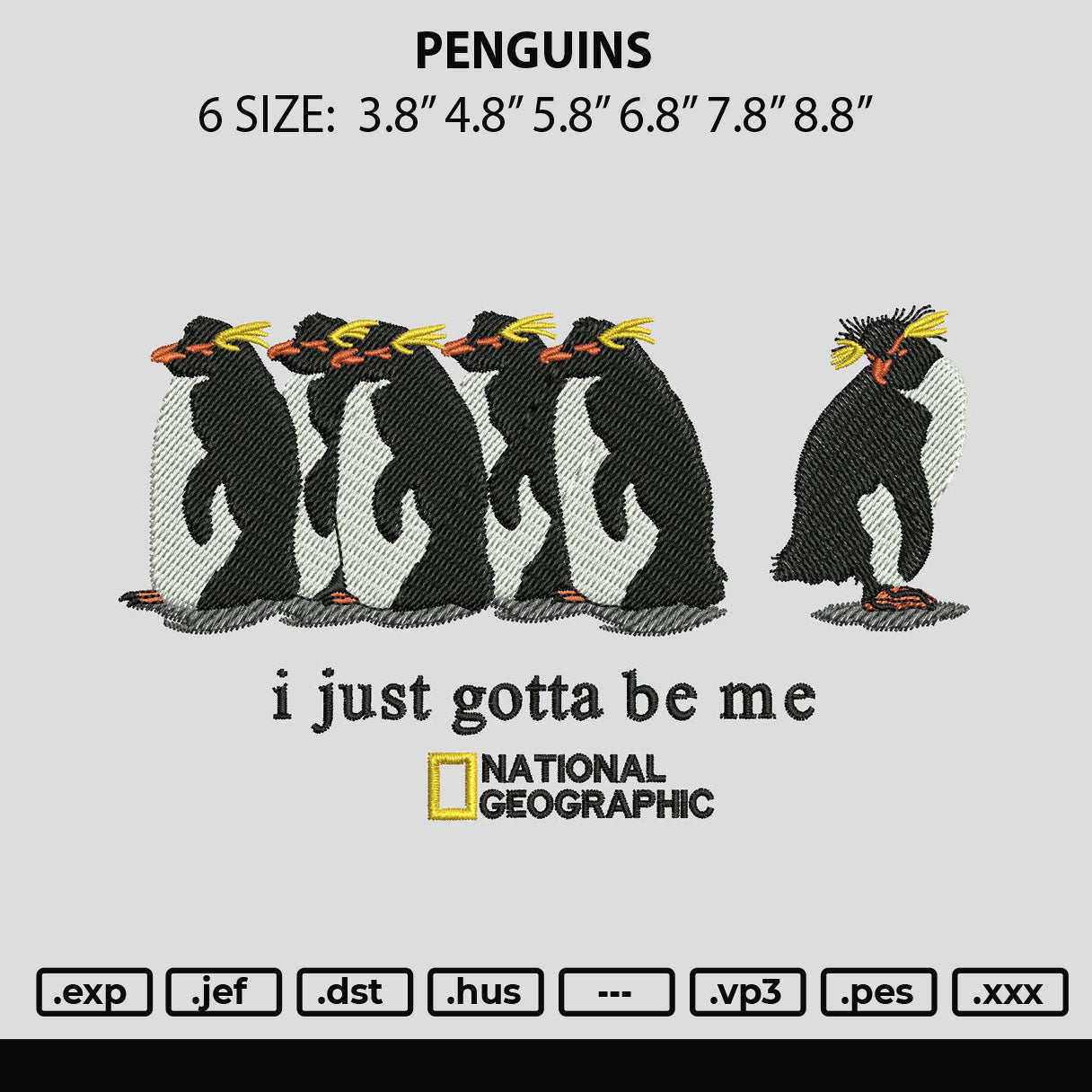 Penguins Embroidery File 6 sizes