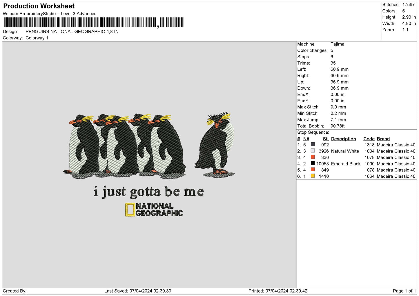 Penguins Embroidery File 6 sizes