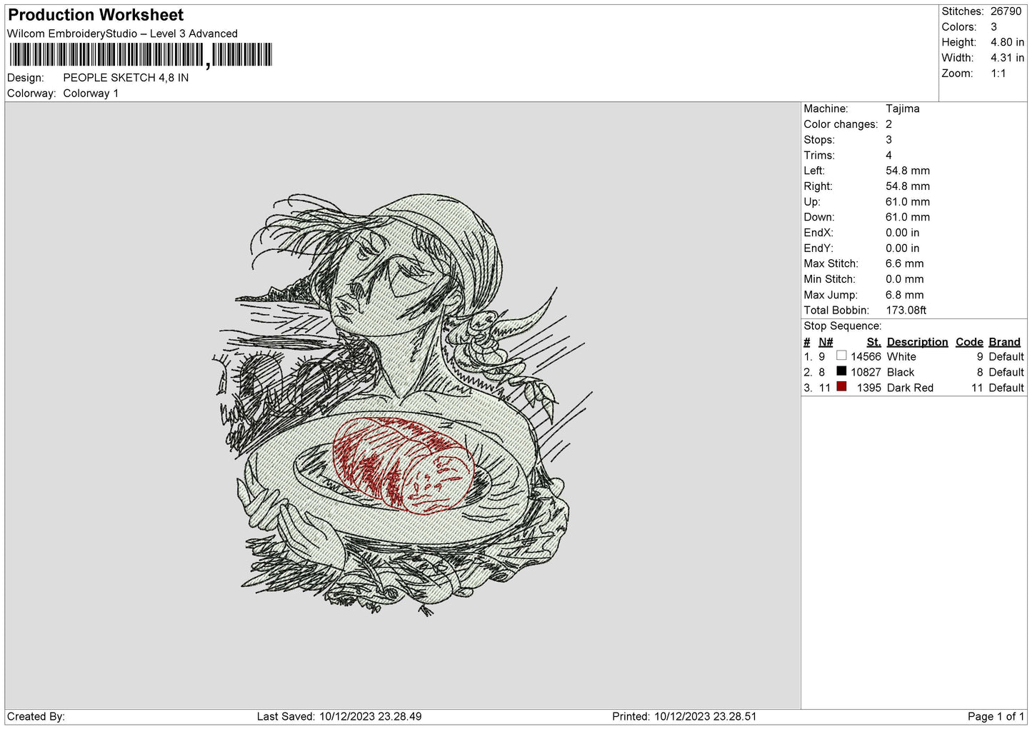 People Sketch Embroidery File 6 sizes