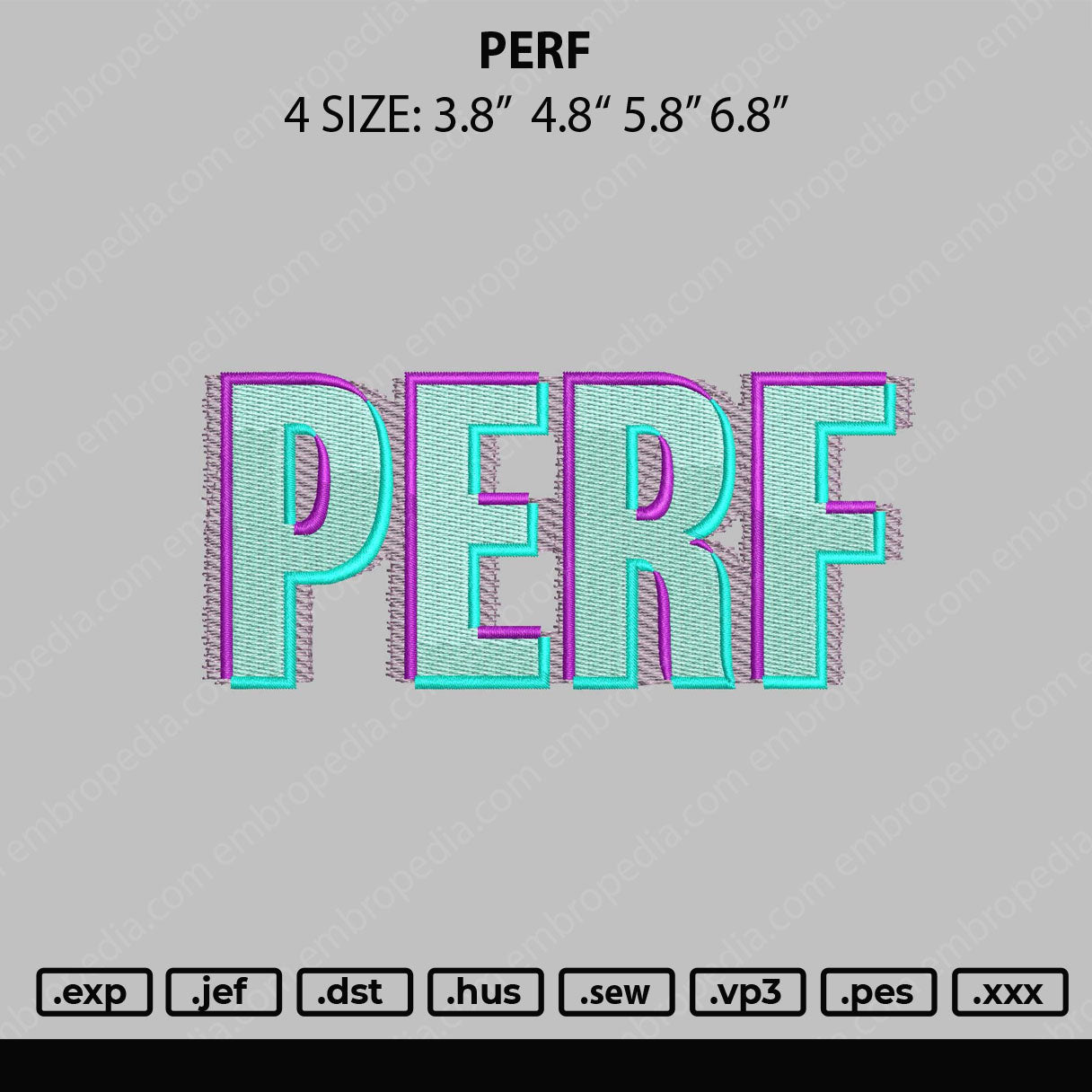 Perf Embroidery File 4 size