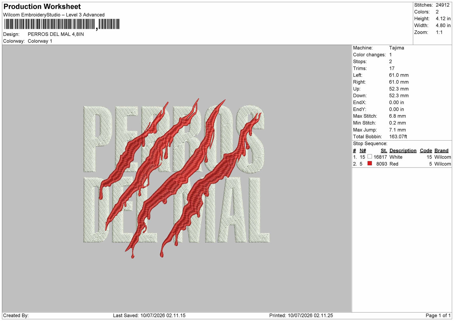 Perrostext Embroidery Machine Design File 6 sizes