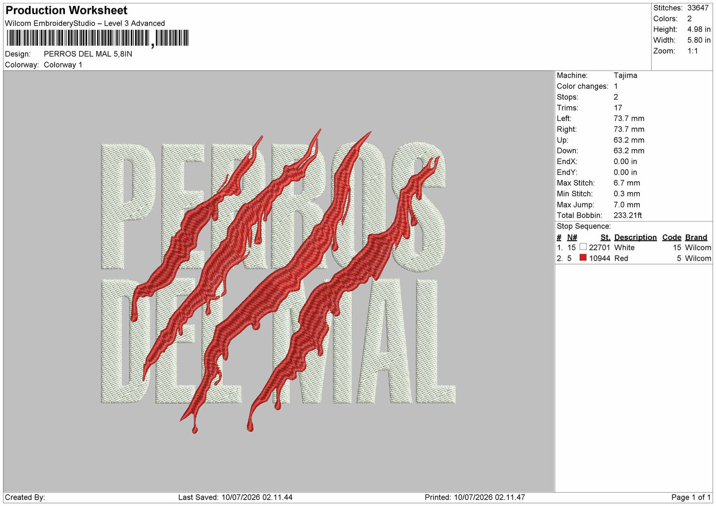Perrostext Embroidery Machine Design File 6 sizes