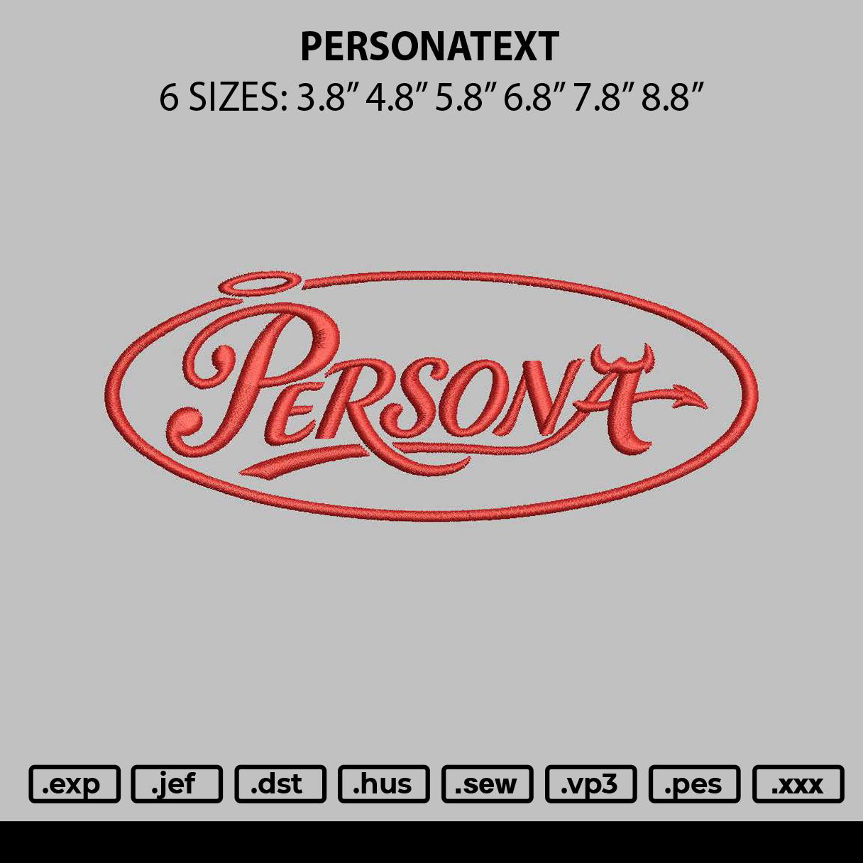 Personatext Embrodiery File 6 sizes