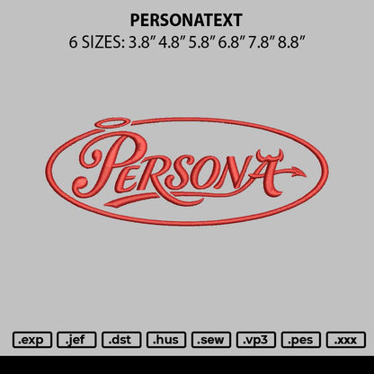 Personatext Embrodiery File 6 sizes