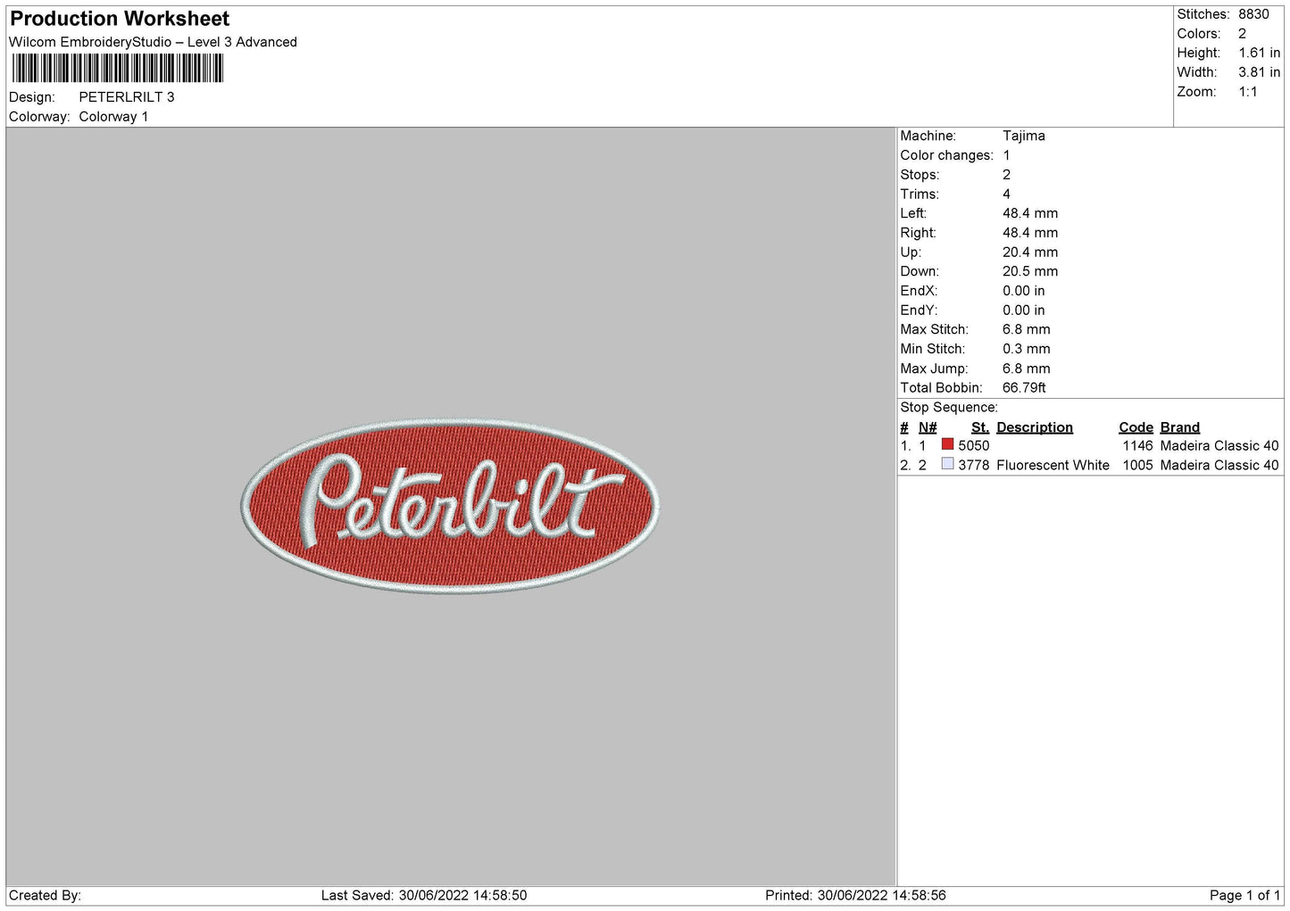 Peterlrilt Embroidery File 4 sizes