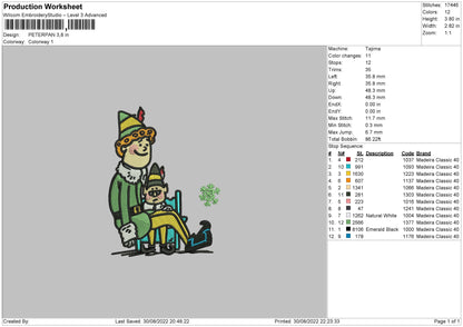 Peterpan Embroidery File 5 sizes